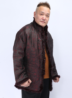 高三强新款秋冬男士唐装盘扣立领外套中国风汉服棉服16920-1