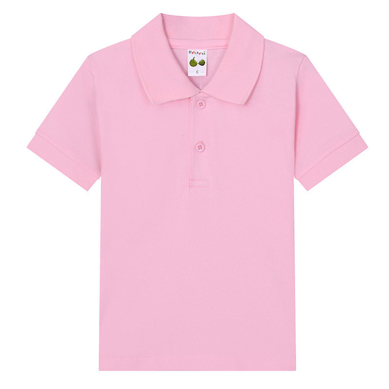 中小学生校服浅粉色短袖T恤夏季儿童POLO衫