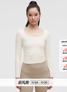 Smooth and Ribbed Nulu?女士低圆领长袖T恤丨lululemon LW3INDS