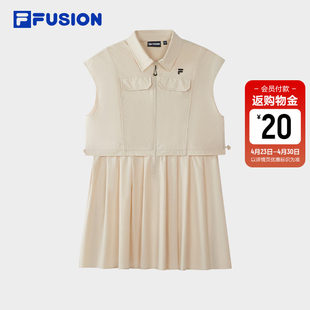 FILA FUSIONFila女子梭织洋装2026夏季新款宽松无袖衬衫裙