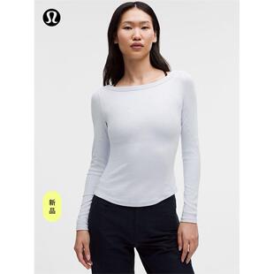 Hold Tight 女士紧身剪裁船型领口长袖 T 恤丨lululemon丨LW3IVTS