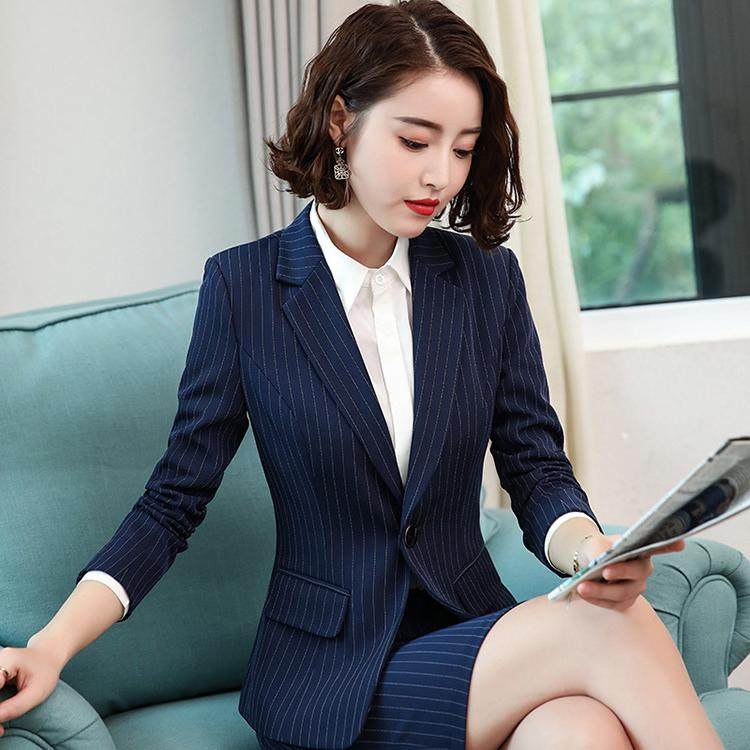 2019年新款職業套裝高檔時尚氣質條紋套裝顯瘦銀行銷售工作服現貨在類目 女裝/女士精品, 套裝/學生校服/工作制服, 職業女褲套裝中 - 來自Buy2taobao.com提供專業的淘寶代購服務