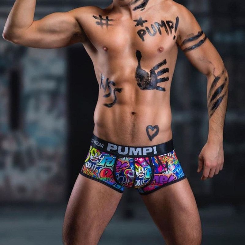 PUMP男士内裤风格涂鸦性感四角裤