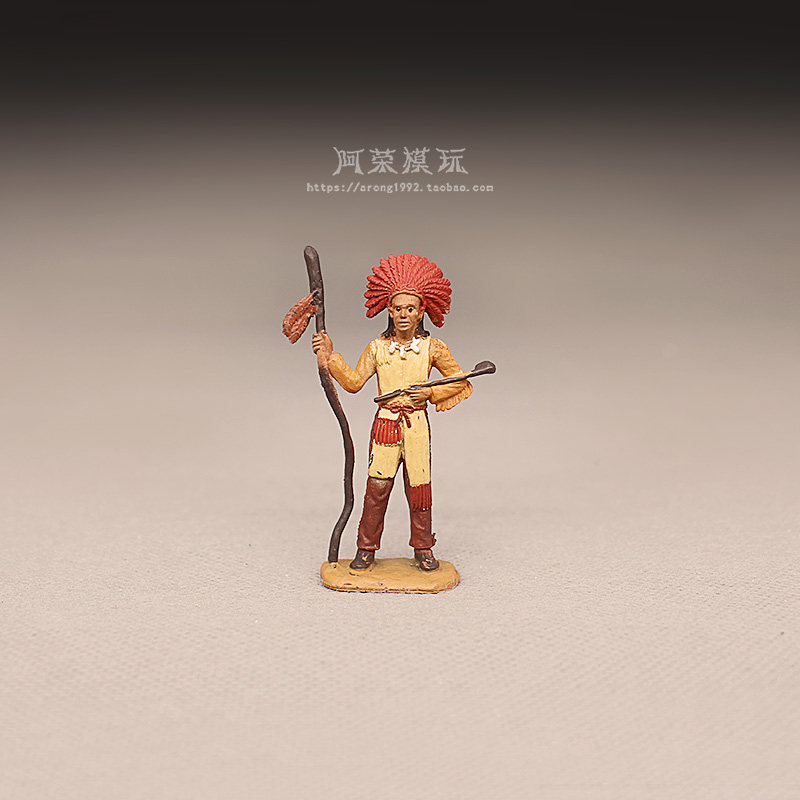 微景观仿真静态小号人偶模型散货 原始印第安部落酋长模型摆件
