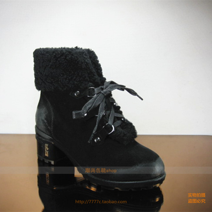 欧洲站羊羔毛做旧短靴