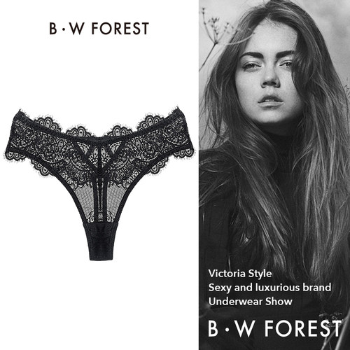 维多利亚黑色无痕内裤性感蕾丝网纱纯欲风2025新款低腰t字三角裤