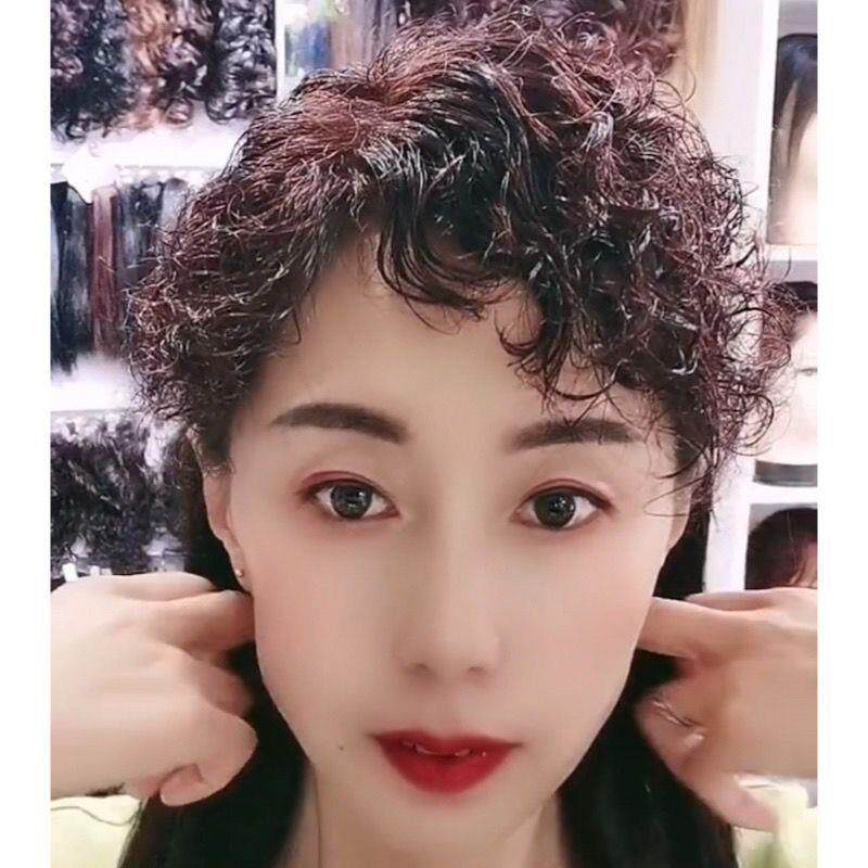 超轻薄假发真头发高档假发全真洋气假头帘额头补发块遮盖白发神器