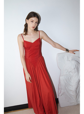 NEANT SS21美人鱼v区吊带连衣裙（红）