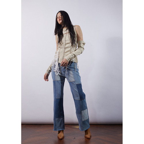 NEANT AW21 拼接深浅牛仔直筒裤