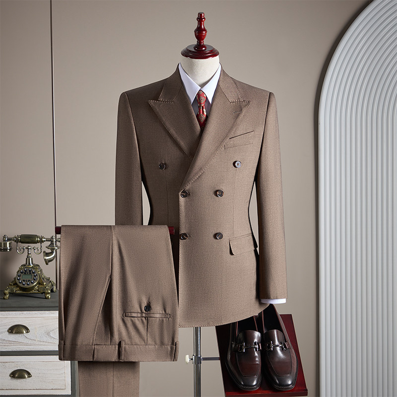 【TGH】莱赛尔双排扣羊毛西装男套装商务正装高品质修身新郎TZ770