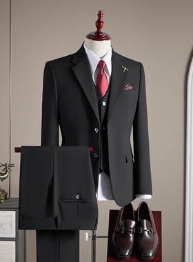 【TGH】秋冬季西服套装男加厚修身英伦风绅士装商务休闲西装TZ950