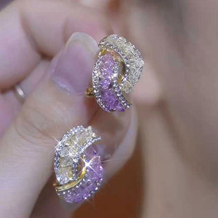 气质几何紫色耳环女时尚 轻奢简约耳饰 高级感小众耳钉独特网红新款