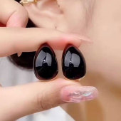 滴釉大水滴形925银针耳钉个性 夸张设计感耳环女彩色欧美耳坠耳饰