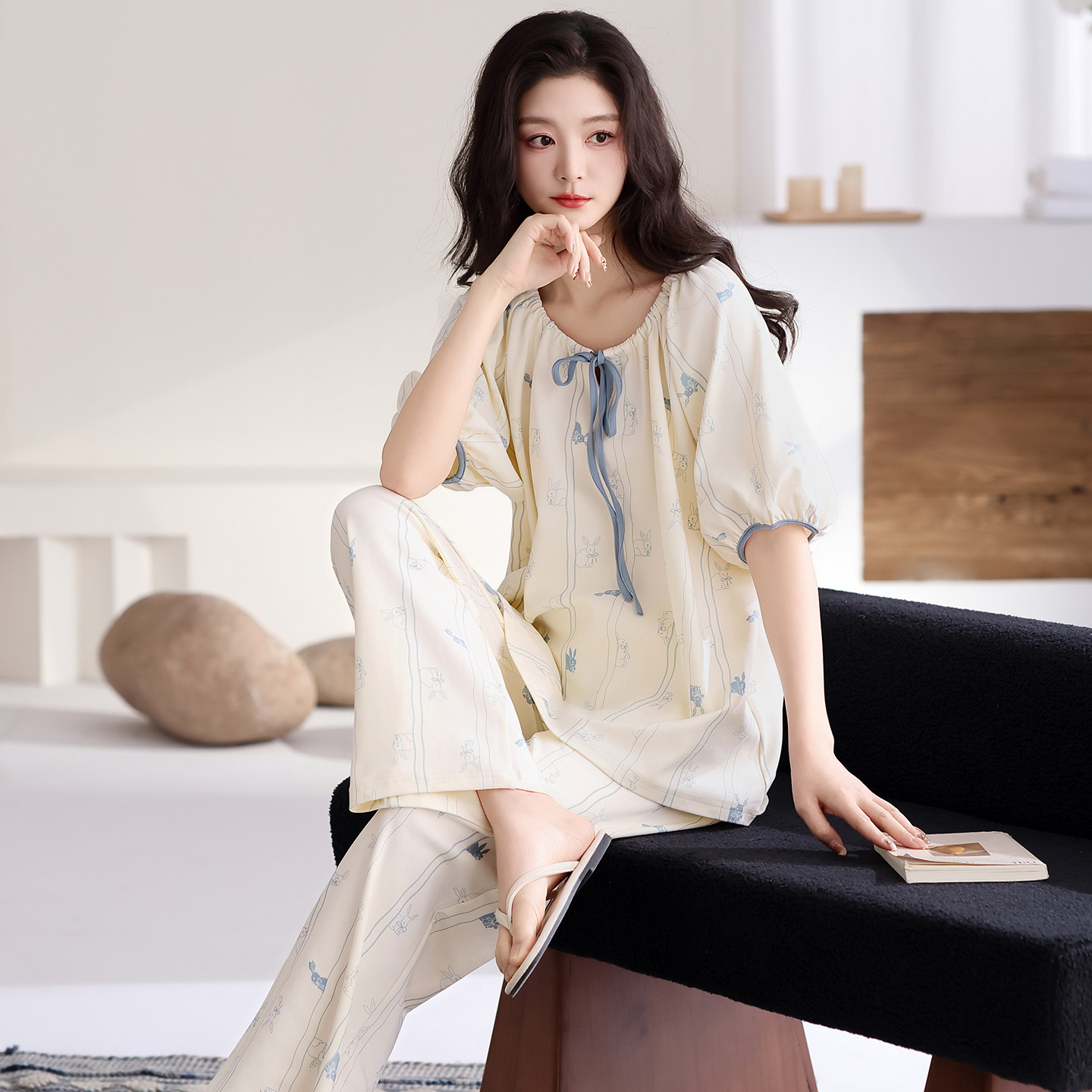婵之云睡衣女纯棉夏季2026新睡衣/家居服套装