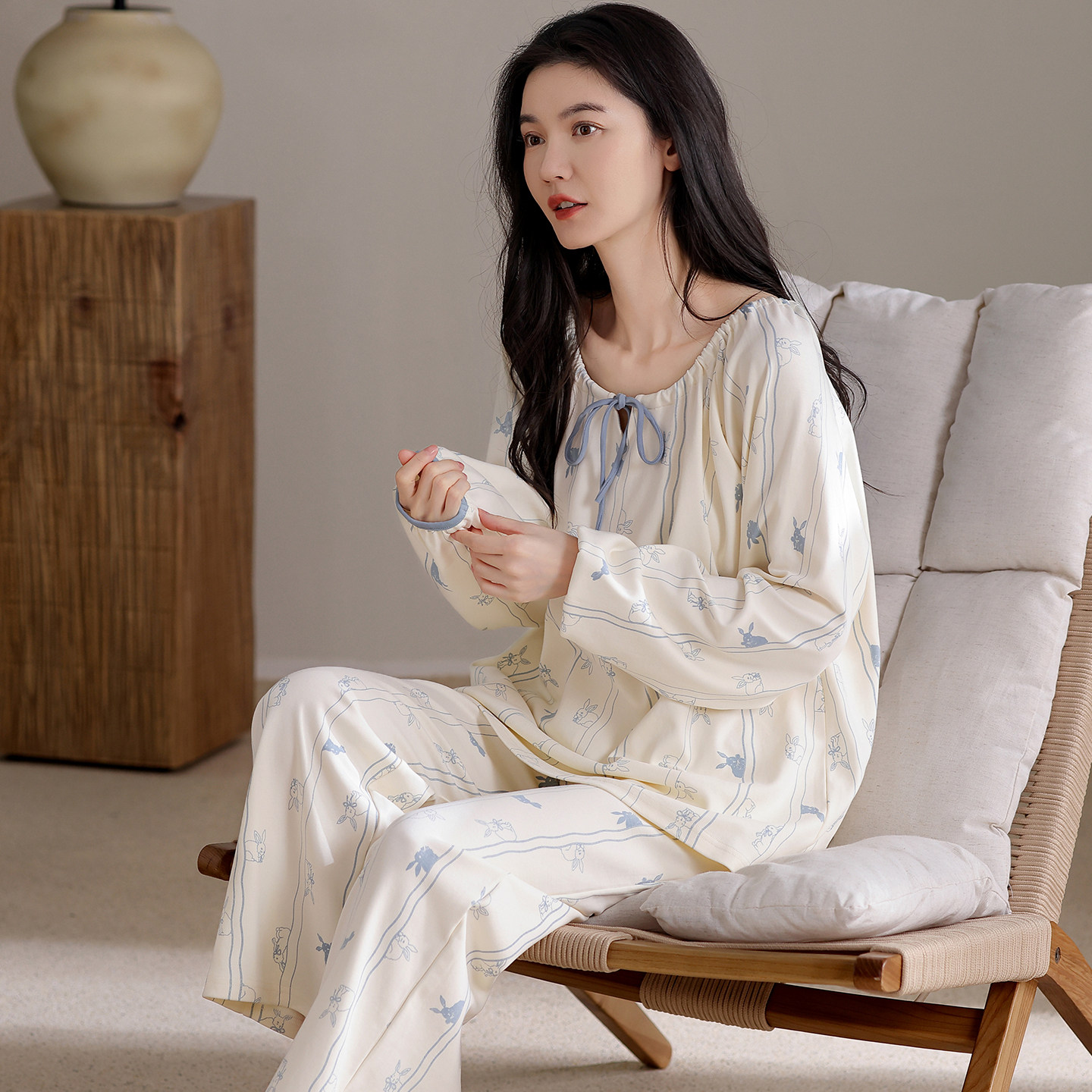 婵之云纯棉睡衣套装家居服
