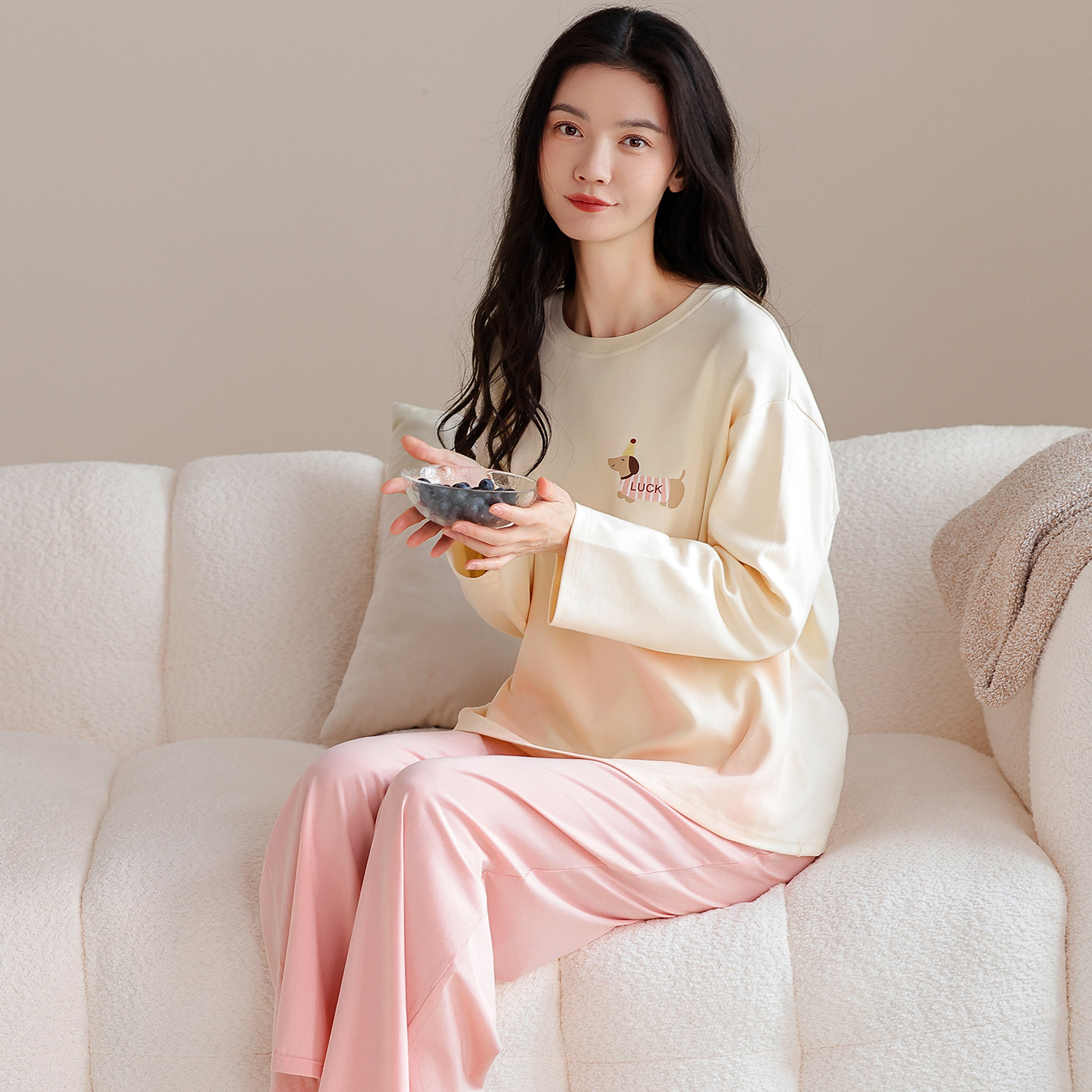 婵之云纯棉套头睡衣家居服套装
