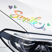 smile微笑车贴个性 创意装 饰镭射反光车身贴后挡玻璃车尾汽车贴纸