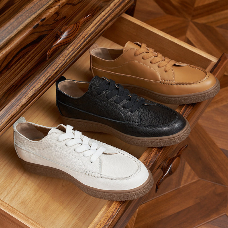 头层牛皮男鞋秋款真皮软底透气小白鞋男款百搭牛筋底运动休闲板鞋