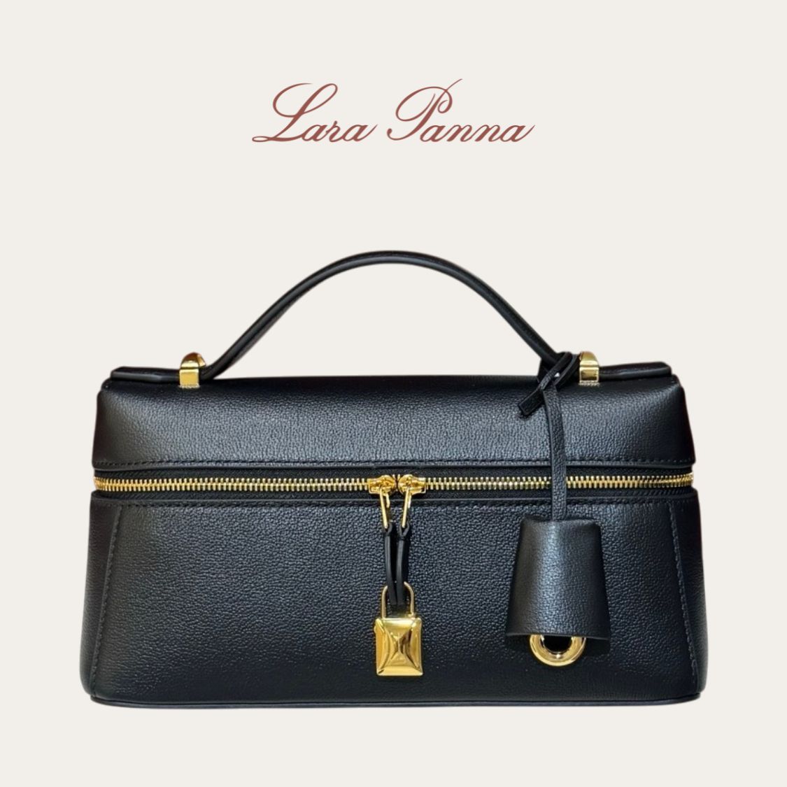 低调静奢李娜同款LP L23 Extra Bag盒子包真皮手提包荔枝纹黑色