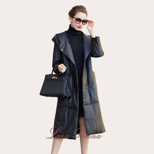 2026冬季新款海宁真皮羽绒服女士绵羊皮连帽宽松显瘦加厚长款外套