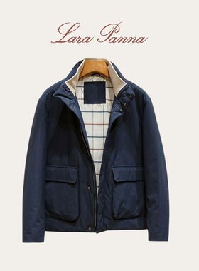 老钱风高奢秋冬LP同款男士休闲保暖双层领棉衣外套行政通勤夹克