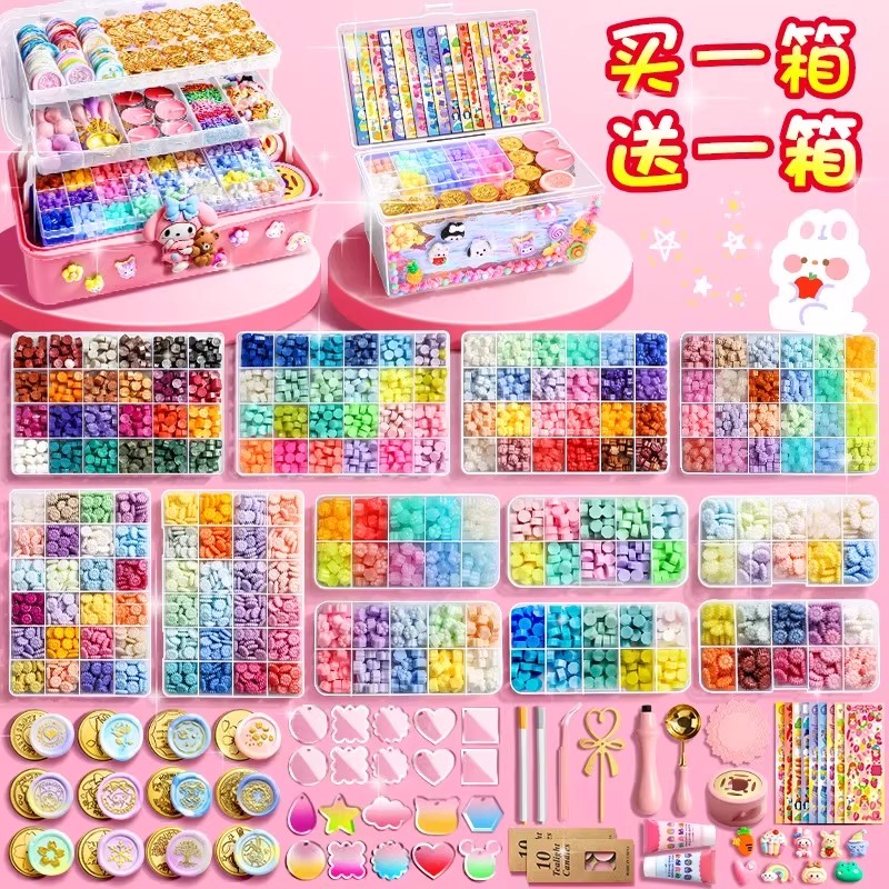 火漆印章套装全套2025豪华版爆火的女孩子生日礼物火星蜡粒章头勺子工具儿童diy奶油胶咕卡贴纸手工玩具便宜6