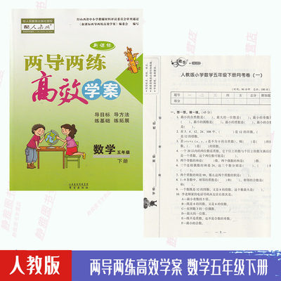 【 含试卷答案】包邮人教版小学数学两导两练高效学案五年级下册人教版数学两导两练练习册五5年级下册配人教版数学课本教材使用