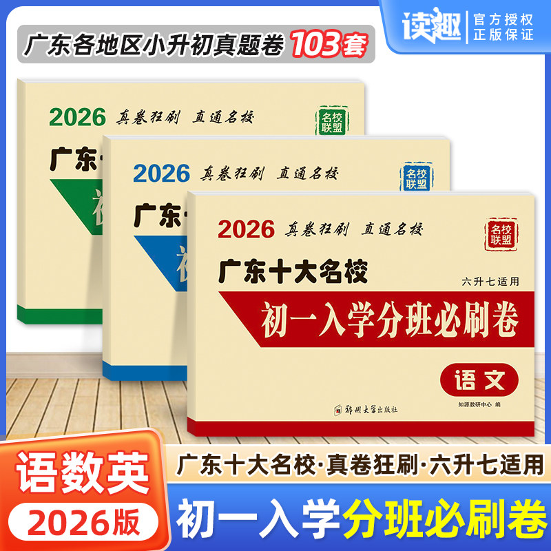 广东十大名校初一入学分班必刷卷重点初中招生摸底真题卷小升初总复习资料六年级下升七年级语文数学英语期末考试卷人教版专项训练
