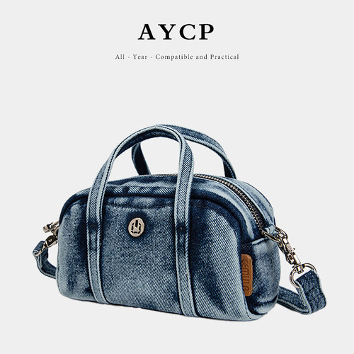 AYCP牛仔保龄球包百搭斜挎小女包