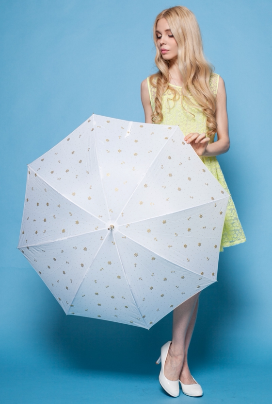 清仓外贸直杆伞转运罗盘超轻森系仙女小白伞女神弯把皮手柄晴雨伞