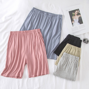 莫代尔简约纯色超薄青年百搭宽松休闲五分家居裤 臻圆睡裤 女夏短裤