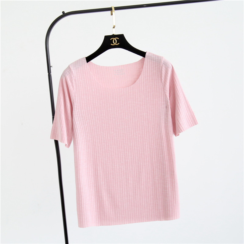 2018 새로운 반팔 순수 코튼 여성 티셔츠 봄과 여름 얇은 탄성 솔리드 컬러 바닥 느슨한 원활한 속옷 탑