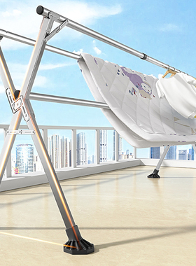 晾衣架落地折叠室内家用阳台卧室不锈钢室外凉伸缩杆式晒被子神器