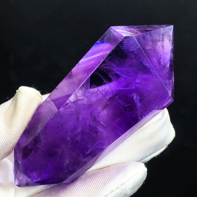 天然彩虹紫水晶紫黄晶手把件摆件