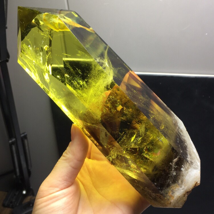 天然黄水晶柱颜色好超美大摆件