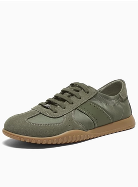 专柜正品百思图2025春新款男鞋复古德训鞋平跟运动休闲鞋L589AAM5