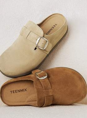 专柜正品天美意2025秋款女鞋厚底勃肯包头半拖鞋休闲凉拖CDB30CH5