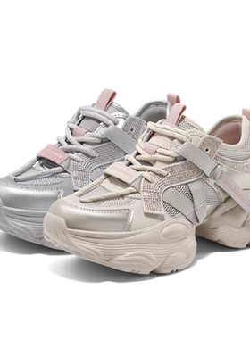 专柜正品百丽2025夏款女鞋厚底网面厚底老爹鞋运动休闲鞋D5D2DBM5