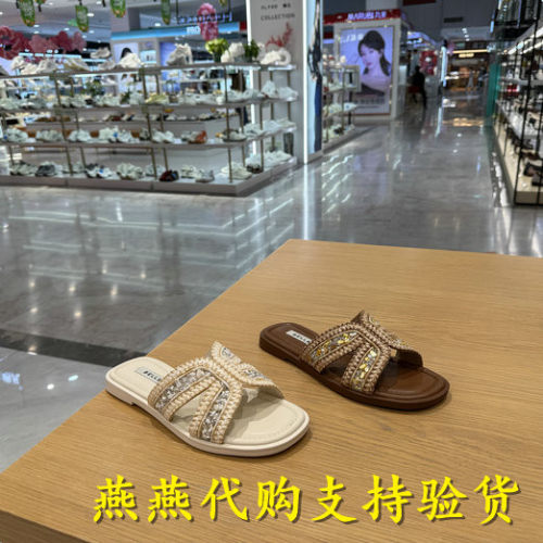 专柜正品百丽2026夏款女编织度假风沙滩拖鞋外穿一拖鞋F3Z1DBT6