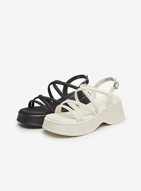 专柜正品他她2024夏款女鞋绑带厚底凉鞋简约休闲百搭凉鞋DWFT1BL4