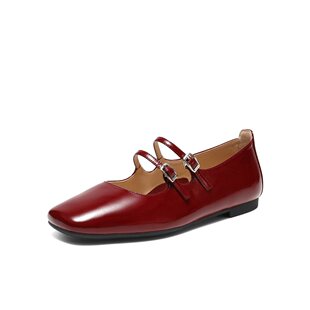 专柜正品百丽2026春季新款女鞋法式玛丽珍鞋红色婚鞋单鞋BFK02AQ6