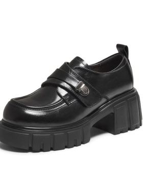 专柜正品他她2026春新款女鞋小皮鞋豆豆鞋黑色厚底乐福鞋CHY07AM6