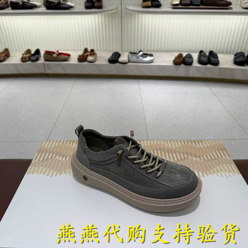 专柜正品百丽2026夏款男休闲鞋系带厚底增高透气工装布鞋8WK12CM6