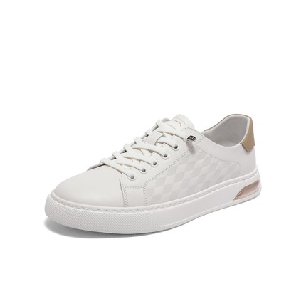 专柜正品百丽2024夏款男鞋时尚印花小白鞋免系带休闲板鞋8GK01BM4