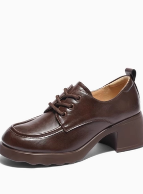 专柜正品百丽2025春款女英伦风牛津鞋黑色小皮鞋厚底单鞋D3V1DAM5