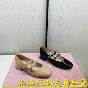 专柜正品百丽2023年秋新款玛丽珍鞋平底浅口漆皮女单鞋BV709 CQ3