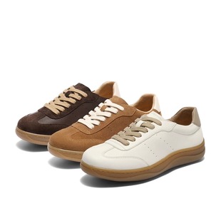 森达2025秋款 超软运动休闲板鞋 女鞋 德训鞋 4CFZ1CM5 豆乳鞋 专柜正品