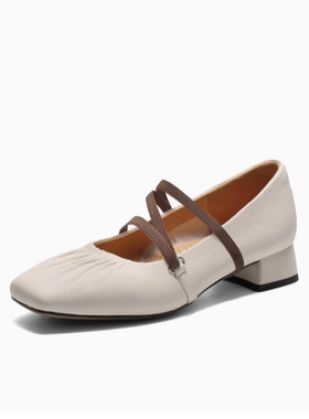 专柜正品百丽2025春款女法式玛丽珍鞋浅口晚晚鞋粗跟单鞋B2418AQ5