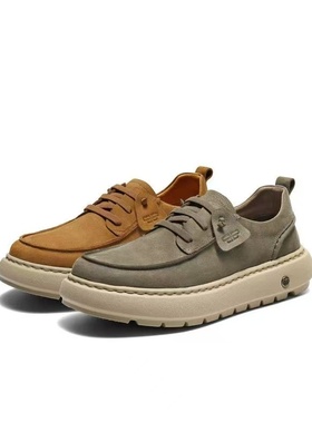 专柜正品百丽男厚底增高牛皮休闲2026春款舒适套脚工装鞋A2332AM6