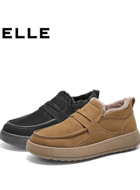 专柜正品百丽2025春款男鞋保暖毛毛棉鞋牛皮一脚蹬工装鞋8QW01AM5